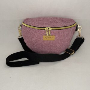 Banane en tissu bouclette rose