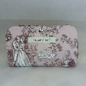 Double trousse en toile de jouy rose