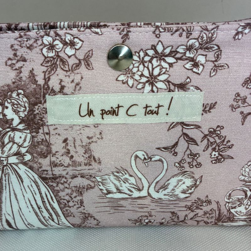 Double trousse en toile de jouy rose